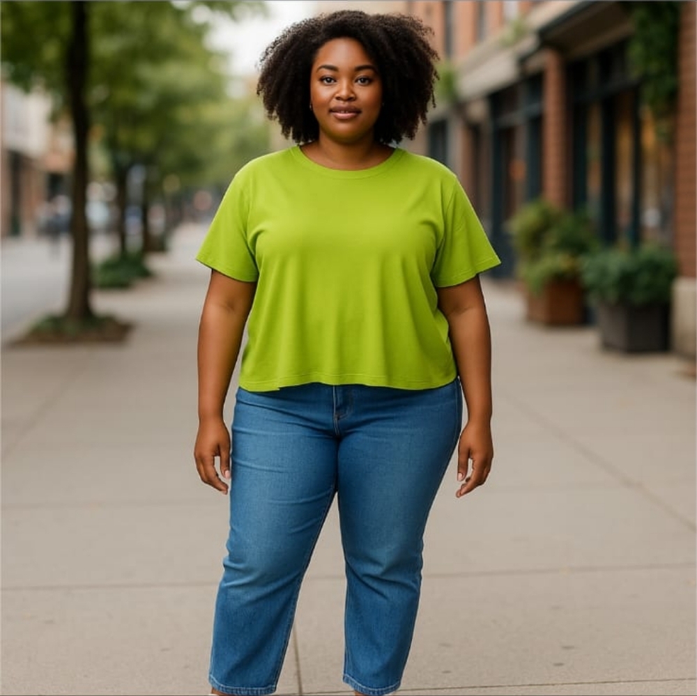 Green Boxy Short Sleeve T-Shirt